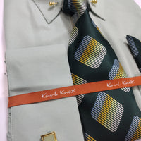 Mens Sage/Light Green Eyelet Collar Bar French Cuff Dress Shirt + Tie Karl Knox SX4515