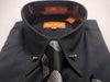 Mens Black French Cuff Dress Shirt + Tie with Unique Collar Bar Design Karl Knox SX4515