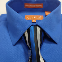 Mens Royal Blue French Cuff Dress Shirt + Paisley Tie Karl Knox SX4520