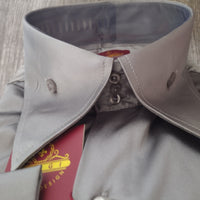 Mens Shiny Charcoal Silver Silky Satin High Collar French Cuff Shirt SANGI SEBASTIAN COLL.