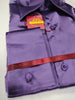 Mens Shiny Purple Silky Satin High Collar French Cuff Shirt SANGI SEBASTIAN COLL.