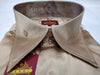 Mens Shiny Silky Gold Satin High Collar French Cuff Shirt SANGI SEBASTIAN COLL.