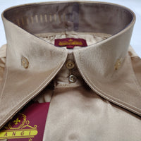 Mens Shiny Silky Gold Satin High Collar French Cuff Shirt SANGI SEBASTIAN COLL.