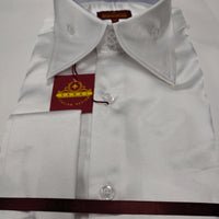 Mens Snow White Silky Satin High Collar French Cuff Shirt SANGI SEBASTIAN COLL.