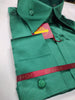 Mens Shiny Silky Vibrant Green Satin High Collar French Cuff Shirt SANGI SEBASTIAN COLL.