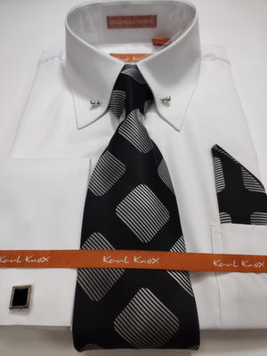Men's Dress Shirts With French Cuffs Mens White Elegant Collar Bar French Cuff Dress Shirt + Tie Karl Knox Classic Men's French Cuff Shirt & Tie Set Black & White Round Collar ( Men's Dress Shirts With French Cuffs Mens White Elegant Collar Bar French Cuff Dress Shirt + Tie Karl Knox Classic Men's French Cuff Shirt & Tie Set Black & White Round Collar (