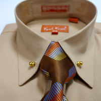 Mens Beige Tan Collar Bar French Cuff Dress Shirt Matching Tie + Hanky Karl Knox SX4515
