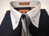 Mens Two Tone Black White Collar + Collar Bar French Cuff Dress Shirt Tie Set Karl Knox SX4521