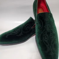 Mens Hunter Green Baroque Embossed Velvet Dress Loafers Shoes After Midnight 7017