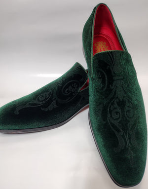 Mens Hunter Green Baroque Embossed Velvet Dress Loafers Shoes After Midnight 7017