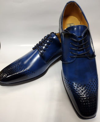 Mens Elegant Navy Blue Black Fade Diamond Cutout Dress Shoes Antonio Cerrelli 6873