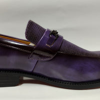 Mens Purple Dark Plum Fade Dress Loafers Buckle Accent Antonio Cerrelli Elite 6938