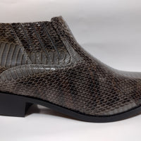 Mens Grey Gray Snake Print Cuban Heel Zipper Boots Antonio Cerrelli 5159