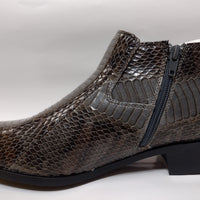 Mens Grey Gray Snake Print Cuban Heel Zipper Boots Antonio Cerrelli 5159