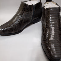 Mens Grey Gray Snake Print Cuban Heel Zipper Boots Antonio Cerrelli 5159