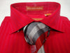 Mens Red Spread Collar Tone on Tone Stripe French Cuff Dress Shirt + Tie Set Karl Knox SX4526