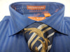 Mens Navy Blue Tone on Tone Stripe Cuffed Dress Shirt + Tie Set Karl Knox SX4526