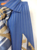 Mens Navy Blue Tone on Tone Stripe Cuffed Dress Shirt + Tie Set Karl Knox SX4526