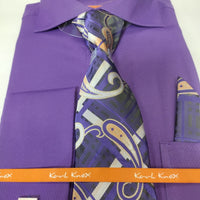 Mens Purple Cutaway Spread Collar Dress Shirt + Paisley Tie Set Karl Knox SX4527