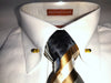 Mens Ivory Cream Eyelet Collar Bar French Cuff Dress Shirt + Tie Karl Knox SX4530