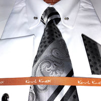 Mens White Eyelet Collar Bar French Cuff Dress Shirt + Tie Karl Knox SX4530