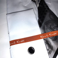 Mens White Eyelet Collar Bar French Cuff Dress Shirt + Tie Karl Knox SX4530