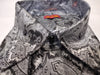 Mens Black Gray Flowery Paisley Designer Jacquard Shirt SANGI SORRENTO COLL. 3018