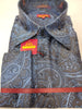 Mens Charcoal Blue Mystic Paisley High Fashion F/C Shirt SANGI SORRENTO COLL. 3007