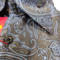 Mens Charcoal Blue Mystic Paisley High Fashion F/C Shirt SANGI SORRENTO COLL. 3007