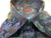 Mens Mardi Gras Purple Teal Bird of Paradise High Collar Jacquard Shirt SANGI SORRENTO COLL. 3024