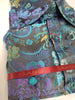 Mens Mardi Gras Purple Teal Bird of Paradise High Collar Jacquard Shirt SANGI SORRENTO COLL. 3024