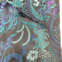 Mens Mardi Gras Purple Teal Bird of Paradise High Collar Jacquard Shirt SANGI SORRENTO COLL. 3024