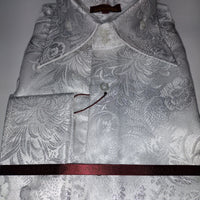 Mens White Silver Bird of Paradise Woven Dress Shirt SANGI SORRENTO COLL. 3023