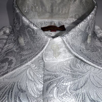 Mens White Silver Bird of Paradise Woven Dress Shirt SANGI SORRENTO COLL. 3023