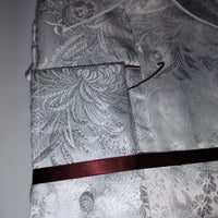 Mens White Silver Bird of Paradise Woven Dress Shirt SANGI SORRENTO COLL. 3023