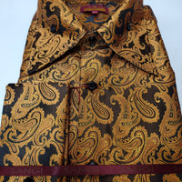 Mens Magnificent Copper Foil Paisley French Cuff Shirt SANGI SORRENTO COLL. 3012