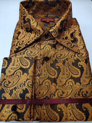 Mens Magnificent Copper Foil Paisley French Cuff Shirt SANGI SORRENTO COLL. 3012 6XL Mens Magnificent Copper Foil Paisley French Cuff Shirt SANGI SORRENTO COLL. 3012 6XL