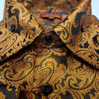 Mens Magnificent Copper Foil Paisley French Cuff Shirt SANGI SORRENTO COLL. 3012