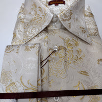 Mens Cream Gold Bird of Paradise Jacquard Fashion Shirt SANGI SORRENTO COLL. 3025