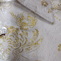 Mens Cream Gold Bird of Paradise Jacquard Fashion Shirt SANGI SORRENTO COLL. 3025