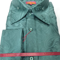 Mens Sophisticated Emerald Green Paisley High Fashion Shirt SANGI SORRENTO COLL. 3013