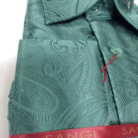 Mens Sophisticated Emerald Green Paisley High Fashion Shirt SANGI SORRENTO COLL. 3013