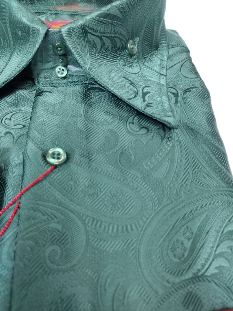 Mens Sophisticated Emerald Green Paisley High Fashion Shirt SANGI SORR | Nader Fashion Las Vegas Mens Sophisticated Emerald Green Paisley High Fashion Shirt SANGI SORR | Nader Fashion Las Vegas