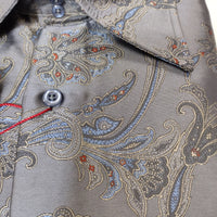 Mens Awesome Gray Paisley Flourish High Collar Shirt SANGI SORRENTO COLL. 3004