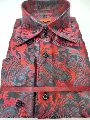 Mens Elegant Red Black Gray Paisley Fashionable Shirt SANGI SORRENTO COLL. 3020