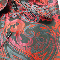 Mens Elegant Red Black Gray Paisley Fashionable Shirt SANGI SORRENTO COLL. 3020