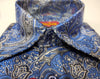 Mens French Blue Silver Foil Imperial Paisley High Collar Shirt SANGI SORRENTO COLL. 3011