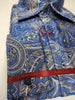 Mens French Blue Silver Foil Imperial Paisley High Collar Shirt SANGI SORRENTO COLL. 3011