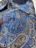 Mens French Blue Silver Foil Imperial Paisley High Collar Shirt SANGI SORRENTO COLL. 3011