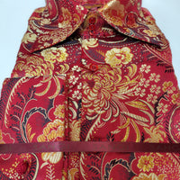 Mens Red Gold Foil Bird of Paradise High Fashion Shirt SANGI SORRENTO COLL. 3022